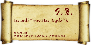Istvánovits Nyék névjegykártya